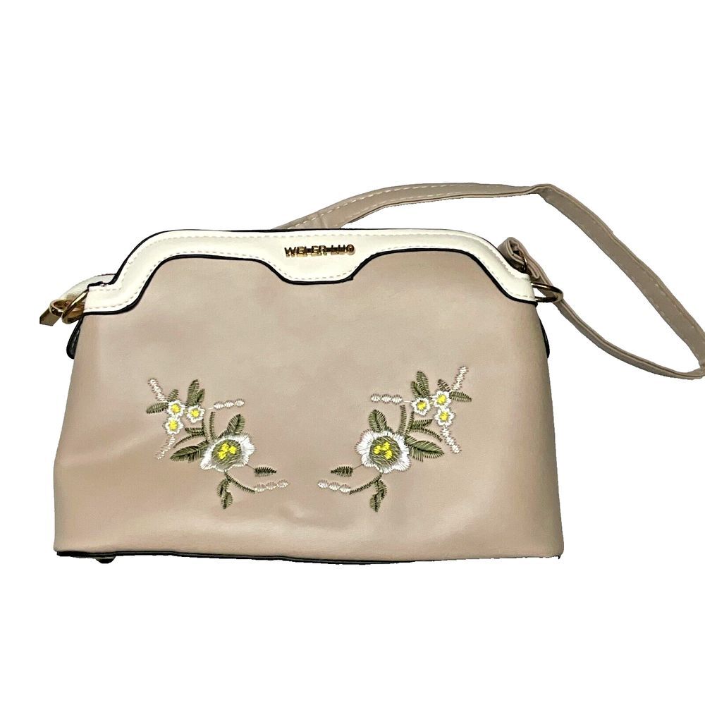 Women's Floral Embroidered Crossbody Bag Elegant Shoulder Bag Purse